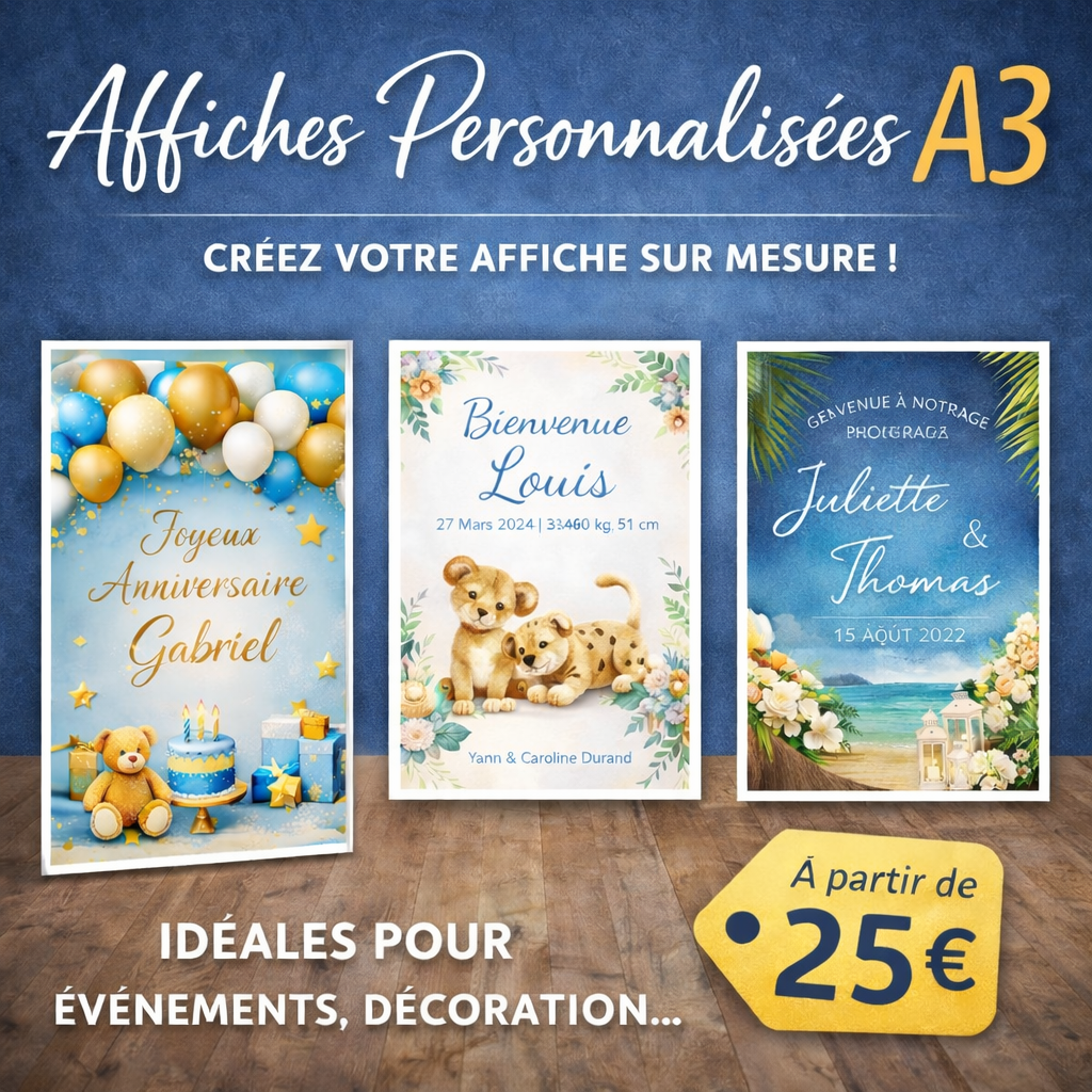 Affiche A3 personnalisée, création sur mesure dès 25€
