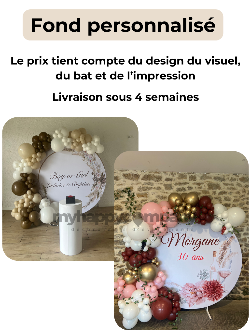 👌Fond personnalisé - Arche diamètre 180cm